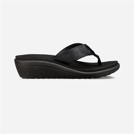 Sandalias Cuña Teva Voya Mujer Negros | 734109-UBC