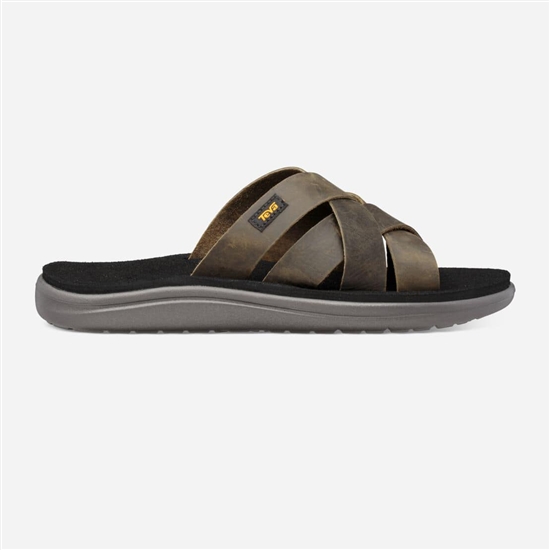 Sandalias Teva Voya Slide Cuero Hombre Verde Oliva Oscuro | 843205-WSU